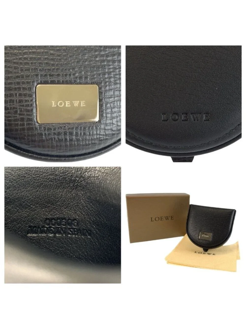 Loewe Vintage Black Silver Leather Coin Purse